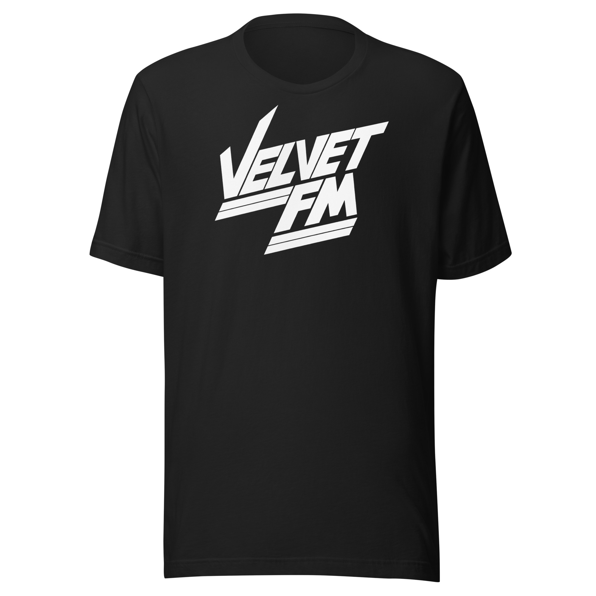 unisex-staple-t-shirt-vintage-black-front-6978e0bf2bc62.jpg Velvet FM Logo T-Shirt